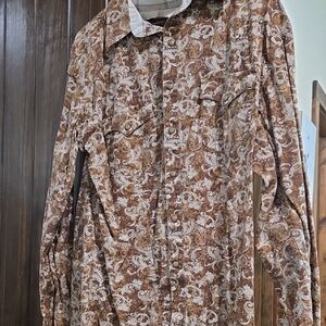 Men's Brown Paisley Long-Sleeve Dress Shirt